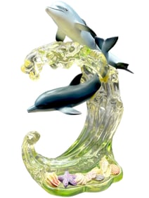 LENOX DOLPHINS SEA WAVE FIGURINE 9"