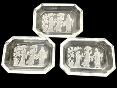 VINTAGE CZECH GLASS INTAGLIO SALT CELLAR (3 COUNT)