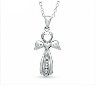 DIAMOND ACCENT STERLING SILVER MINI ANGEL PENDANT