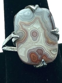 CRAZY LACE AGATE STERLING SILVER WOMAN'S RING S10