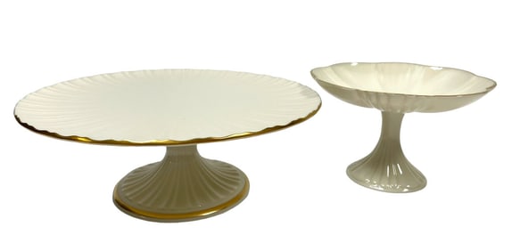 LENOX PORCELAIN PEDESTAL CAKE PLATE & CANDY DISH