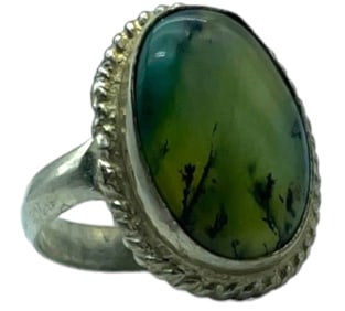 DENDRITIC AGATE STERLING SILVER WOMEN'S RING SZ 8