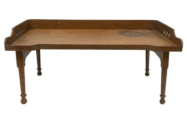 ANTIQUE CARVED PINE FOLDING BED TRAY 23"
