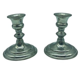 EMPIRE PEWTER WEIGHTED CANDLESTICK SET OF 2