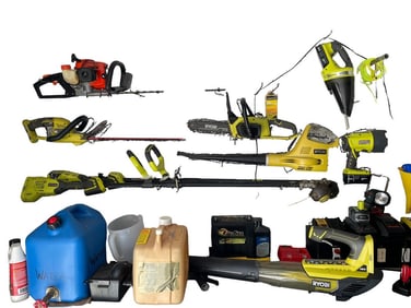 HUGE LOT OF RYOBI LAWNCARE LAWN EQUIPMENT