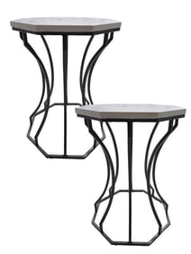 PAIR OF AUDREY ALUMINIUM OUTDOOR END TABLES 25"