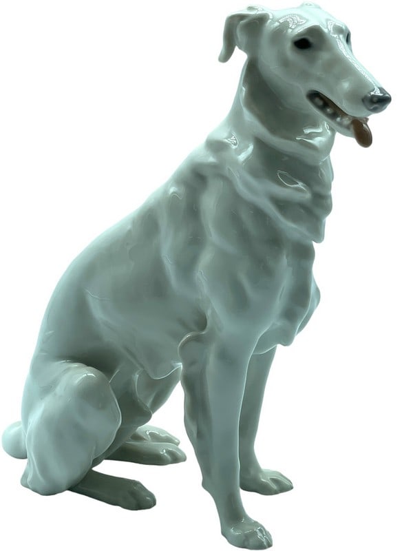 BING & GRONDAHL SITTING BORZOI DOG FIGURINE 9": BING & GRONDAHL SITTING BORZOI DOG PORCELAIN FIGURINE-NO. 1814 BL-9" APPROX HEIGHT-VERY GOOD PRE OWNED CONDITION-DP4524ST Bidders may pick up their items from the auction-house or have their items shi