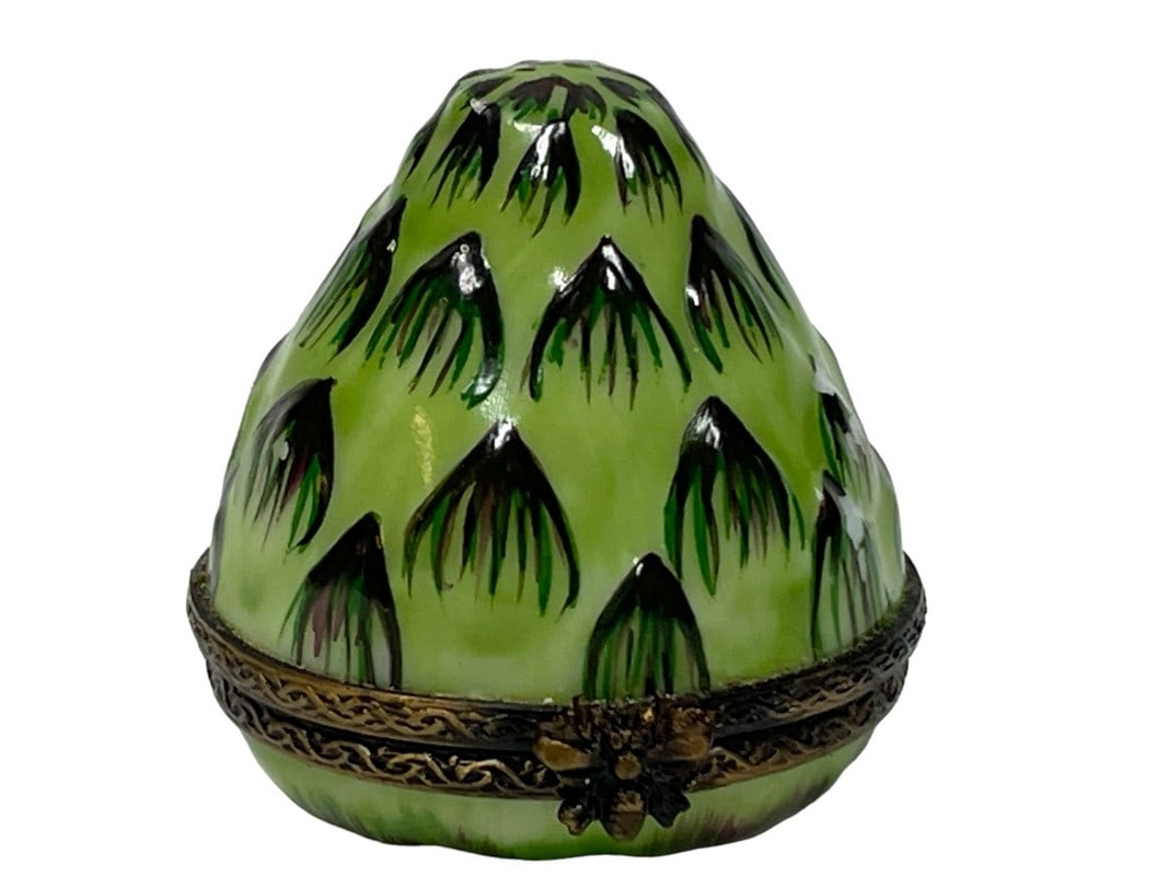 VINTAGE LIMOGES PORCELAIN WATERMELON TRINKET BOX: VINTAGE FRENCH LIMOGES PEINT MAIN PORCELAIN ARTICHOKE TRINKET BOX -VERY GOOD PRE OWNED CONDITION-DP41124