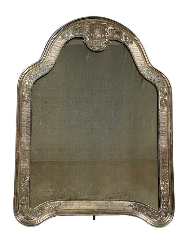 ANTIQUE STERLING SILVER TABLE TOP MIRROR 12": ANTIQUE STERLING SILVER TABLE TOP MIRROR-12" X 8" APPROX-GOOD PRE OWNED CONDITION, LOOSENESDP41124