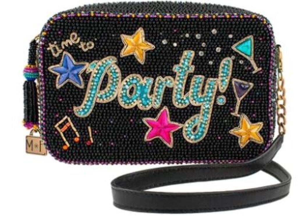 NEW MARY FRANCES PARTY CROSSBODY HANDBAG: NEW MARY FRANCES PARTY CROSSBODY HANDBAGLet's get the celebration started with this fully embellished black beaded crossbody. This enchanting design is accented with shimmering rhinestones and cabocho