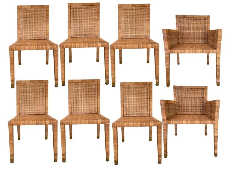 8 SERENA & LILY RATTAN & WOOD DINING CHAIRS (1 of 10)