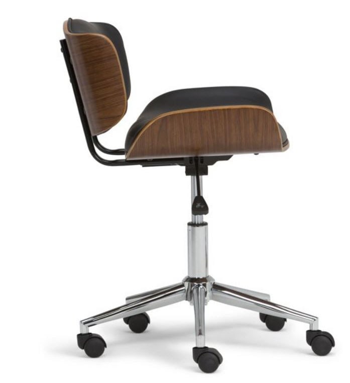 MODERN LEATHER & WOOD SWIVEL TASK CHAIR (1 of 9)