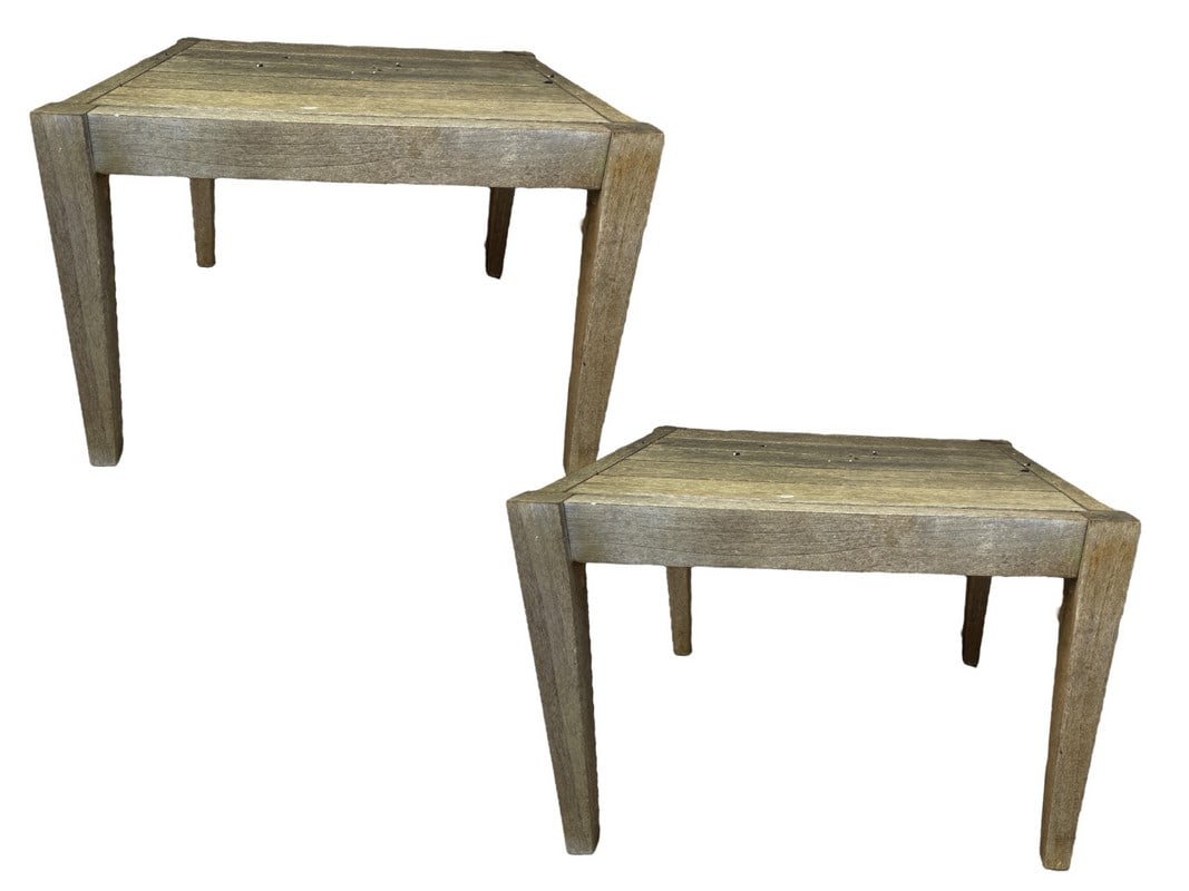 PAIR OF HI TEAK OUTDOOR WOOD SIDE TABLES 22" (1 of 6)