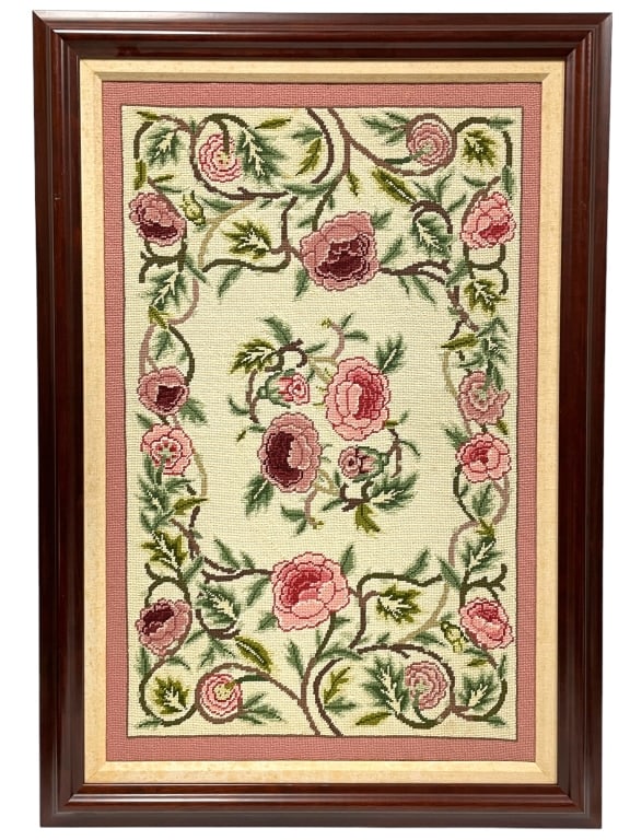 LARGE VINTAGE EMBROIDERY CROSS STITCH WALL ART (1 of 4)