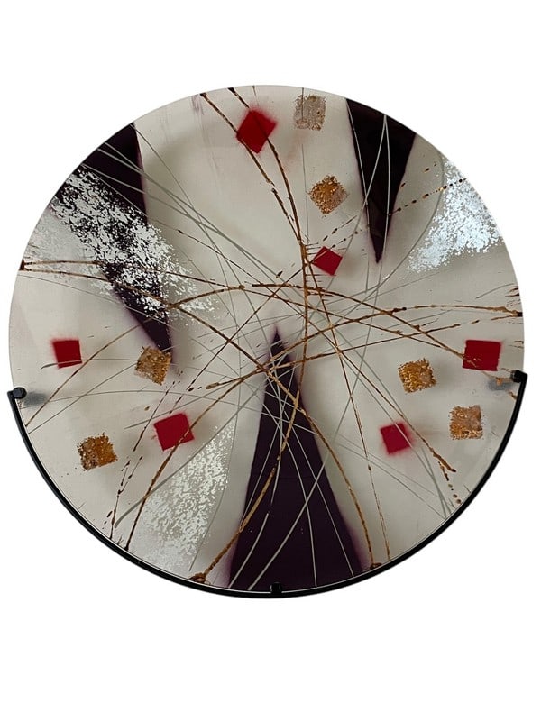 LARGE MURANO STYLE ART GLASS WALL CHARGER 32" (1 of 2)