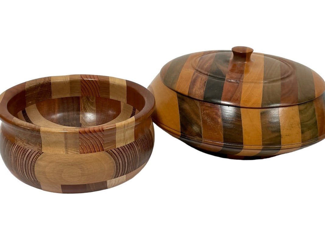 SET OF VINTAGE TEAK WOOD BOWLS 9" (1 of 10)