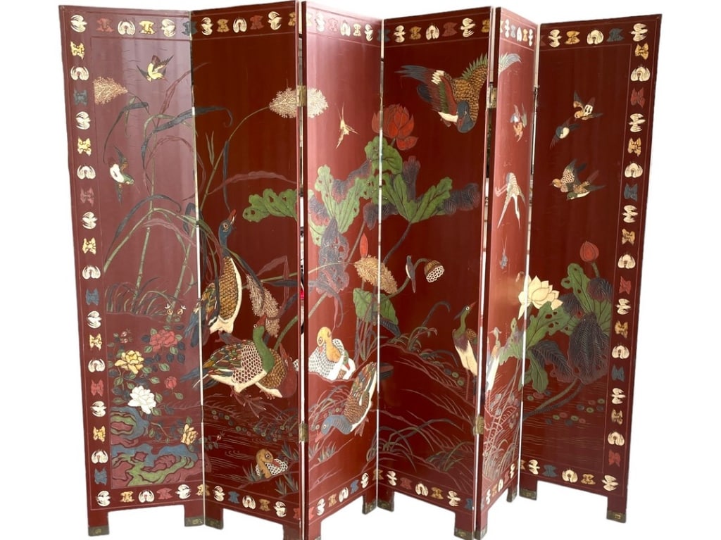 CHINESE 6 PANEL FOLDING PRIVACY SCREEN 96" (1 of 4)