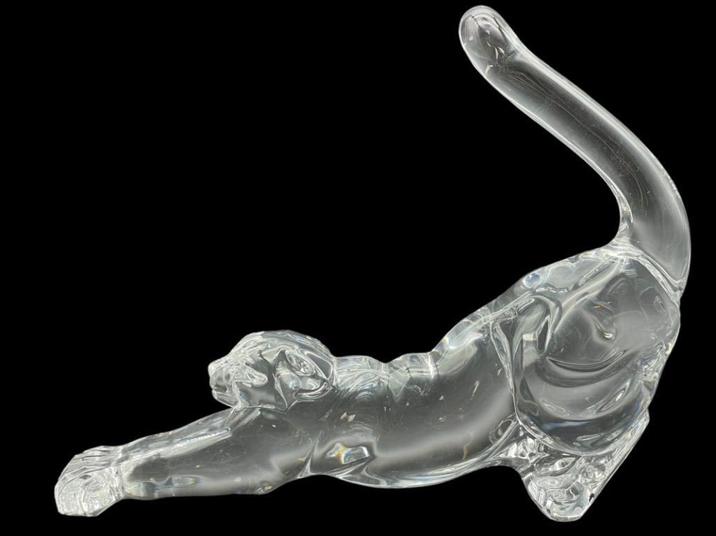 LENOX STRETCHING CAT CRYSTAL GLASS SCULPTURE 9" (1 of 6)