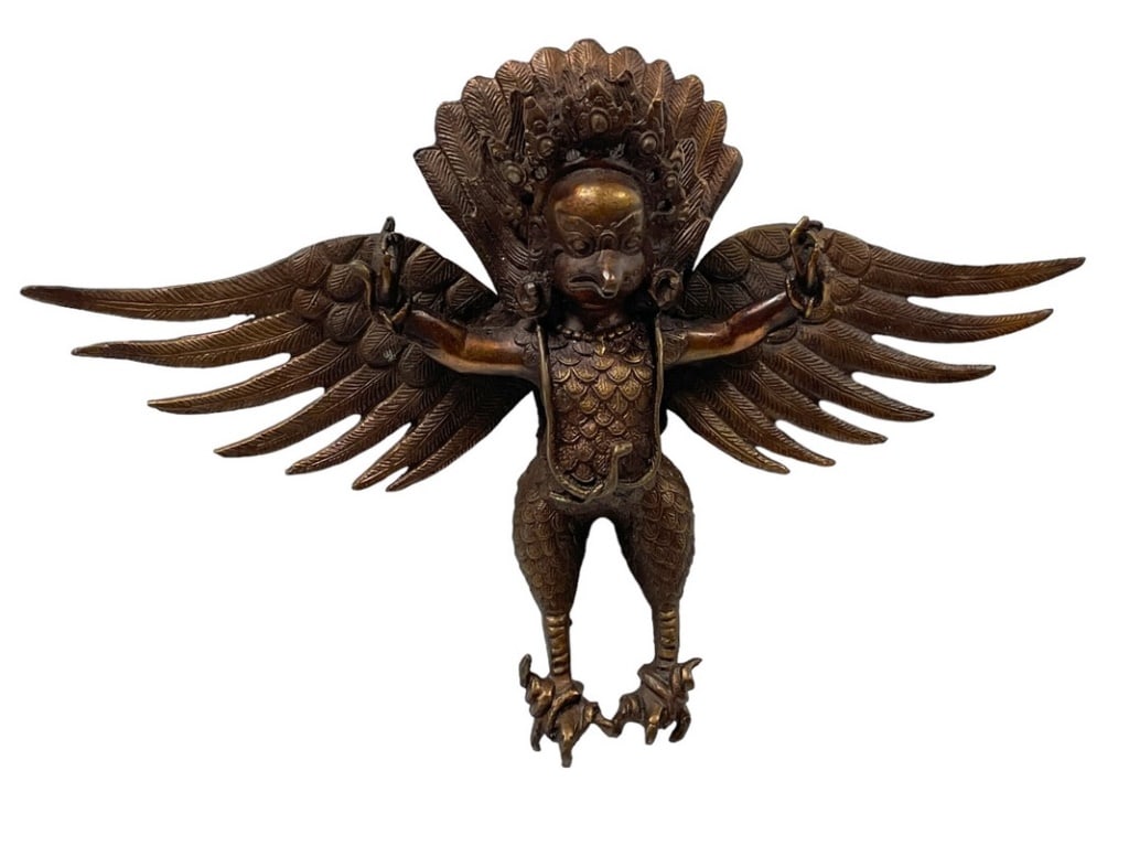 BRASS VAJRA GARUDA  BUDDHA WALL HANGING STATUE 12" (1 of 7)