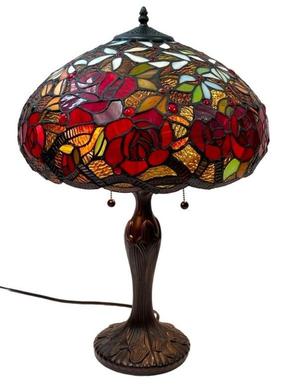 TIFFANY STYLE STAINED GLASS TABLE LAMP 24" (1 of 6)