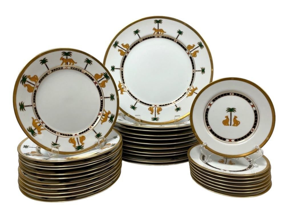 30 PC CHRISTIAN DIOR CASABLANCA CHINA PLATE SET: 30 PC CHRISTIAN DIOR CASABLANCA BONE CHINA PLATE SET -JAPAN -11 / 8.25" -8 / 6.5"