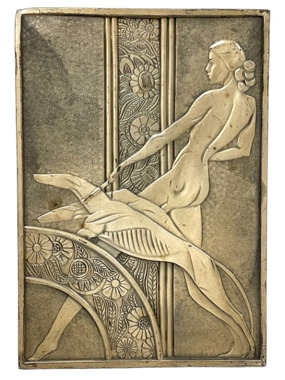 DECO STYLE BRONZE CAST PLAQUE 12.5" (1 of 6)
