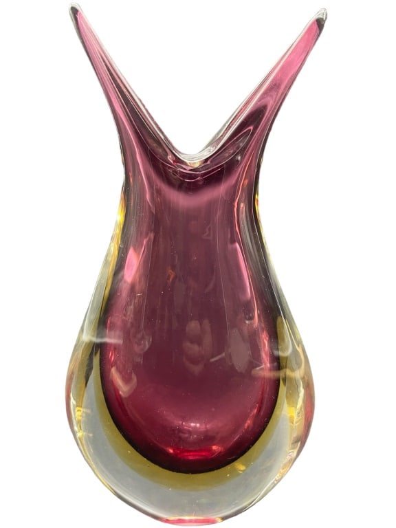 MURANO SOMMERSO RUBY & AMBER ART GLASS VASE (1 of 4)
