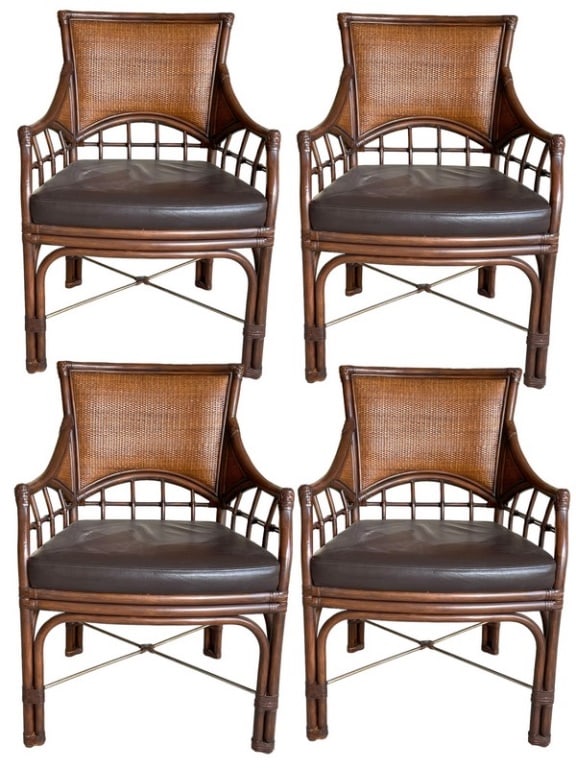 SET OF 4 BAMBOO RATTAN DINING CHAIRS (1 of 7)