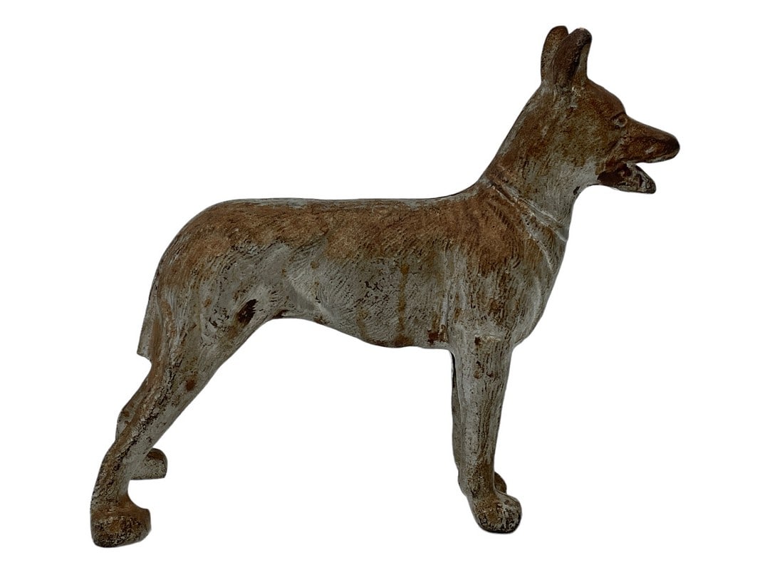 VINTAGE CAST IRON SHEPARD DOG DOOR STOP 10": VINTAGE CAST IRON SHEPARD DOG DOOR STOP SCULPTURE -VERY GOOD PRE OWNED CONDITION -DP5224WINDO