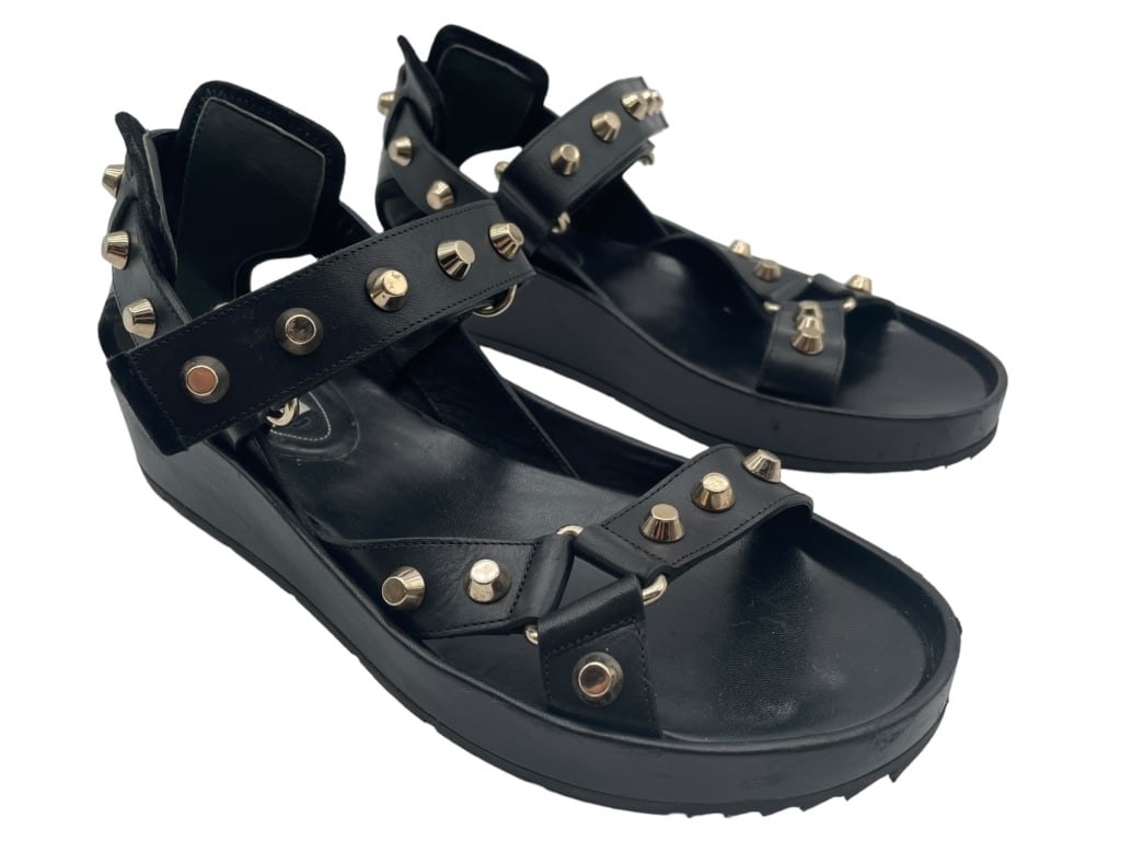 BALENCIAGA BL LEATHER STUDDED GLADIATOR SANDALS (1 of 4)