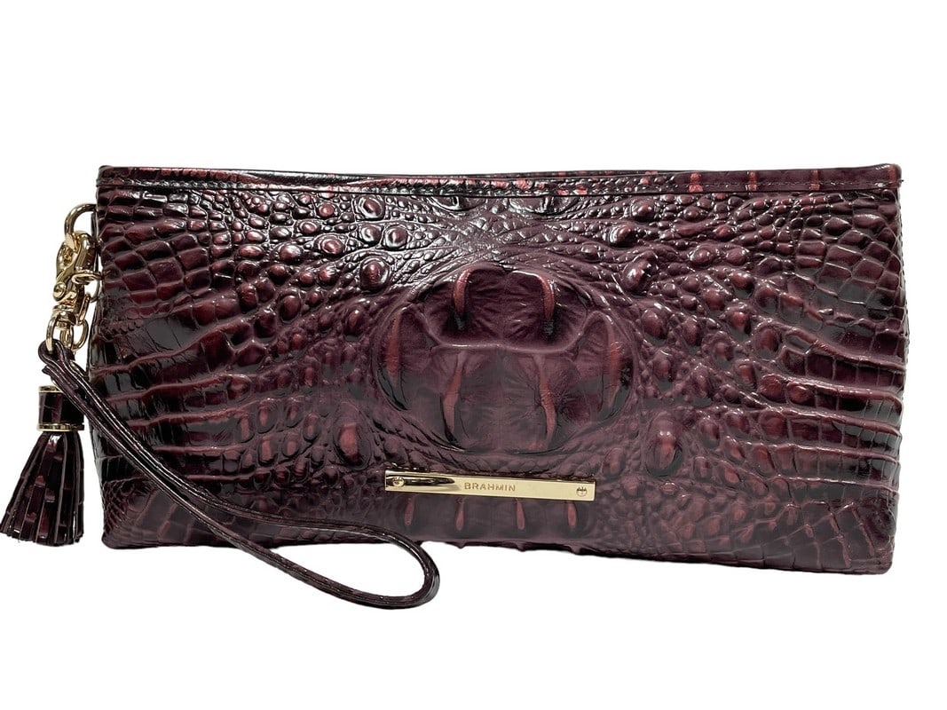 BRAHMIN CROCODILE EMBOSSED LEATHER CLUTCH PURSE (1 of 9)