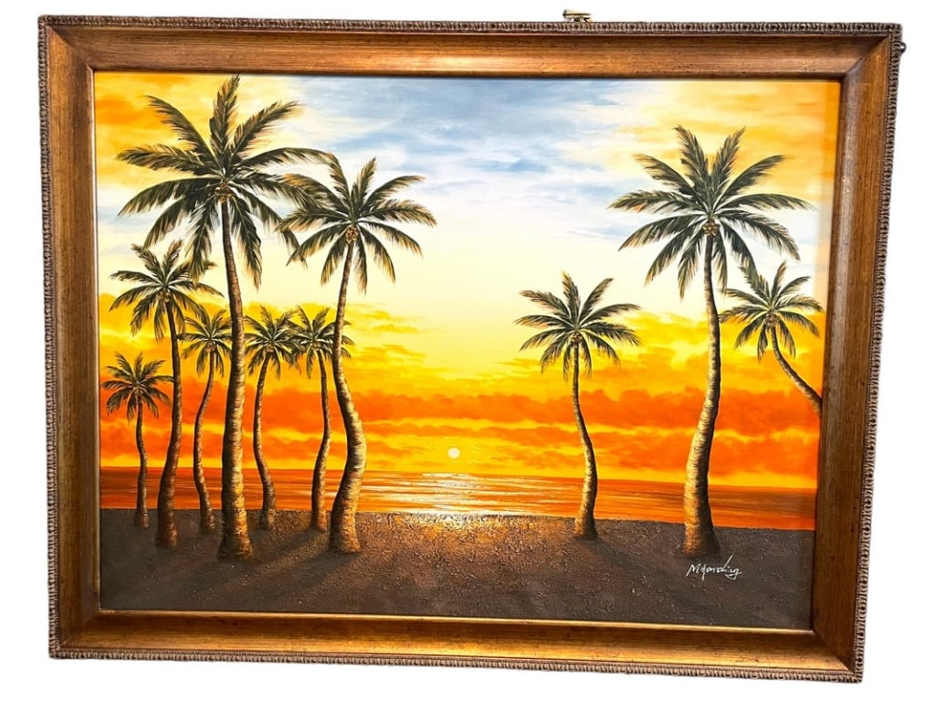 SUNSET HIGHWAYMEN STYLE PALM TREE PAINTING 54" (1 of 5)