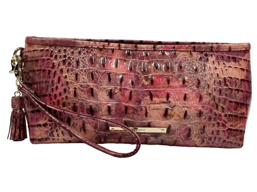 BRAHMIN CROCODILE EMBOSSED LEATHER CLUTCH PURSE (1 of 9)