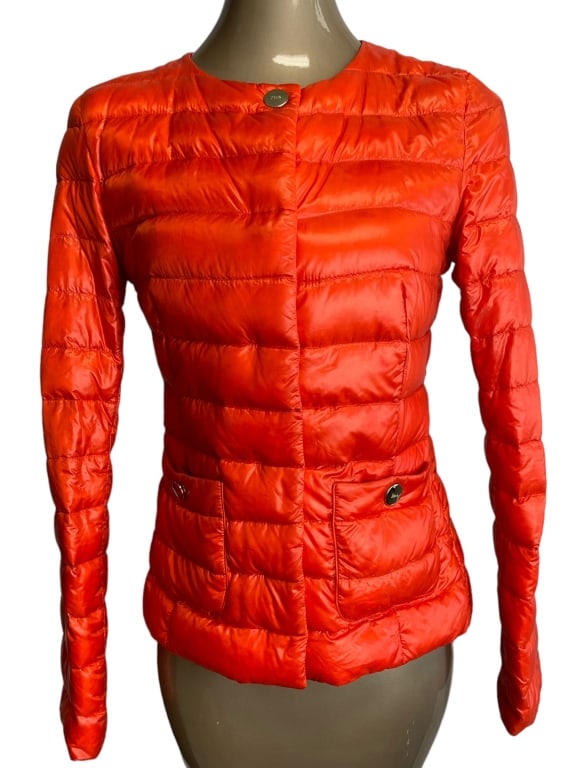 HERNO LUCREZIA PUFF JACKET IN ORANGE SZ SMALL (1 of 4)