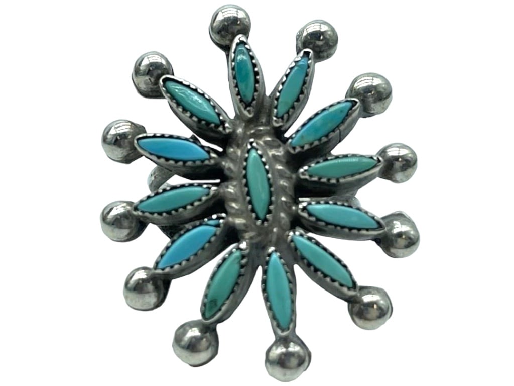 CHARLES JOHN  STERLING & TURQUOISE RING SZ 3.5 (1 of 4)