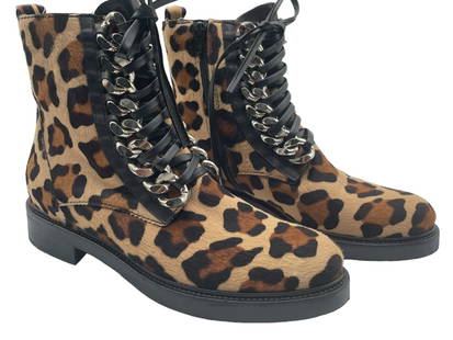 SERGIO ROSSI LEOPARD PRINT LACE UP BOOTS SIZE 38: IKE NEW CONDITION- POSSIBLY NEVER WORN