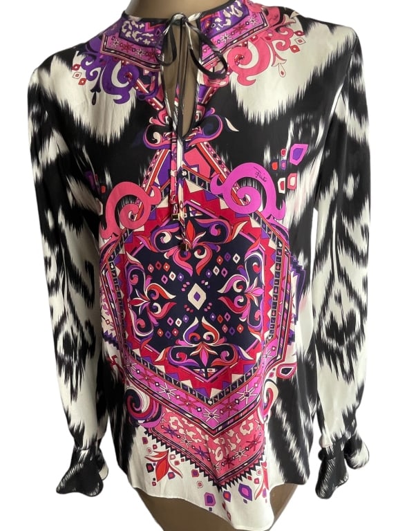 EMILIO PUCCI MULTICOLORED SILK BLOUSE SZ 8 (1 of 6)
