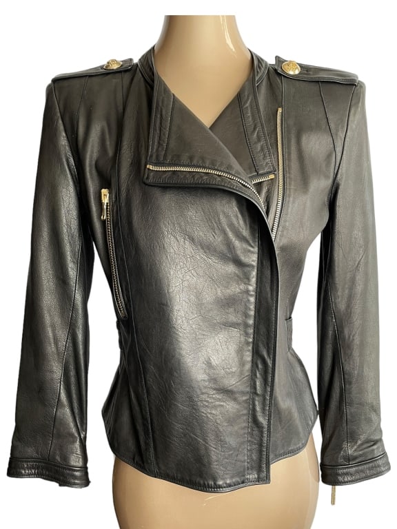 EMILIO PUCCI BLACK LEATHER BIKER JACKET SZ 38 (1 of 6)