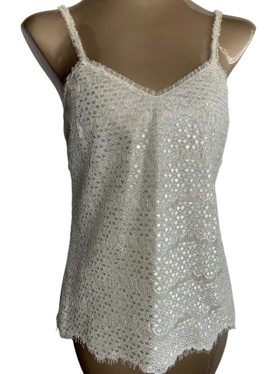 CHANEL TOP  SPAGHETTI STRAPS W/ SILVER CC BUTTONS (1 of 6)