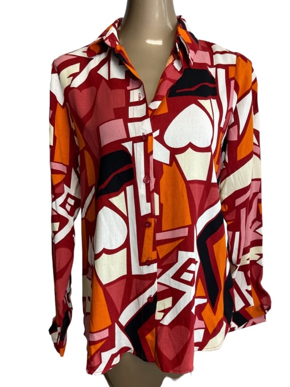 NWT BIG DART GEOMETRIC LADIES BLOUSE SIZE 40 (1 of 3)