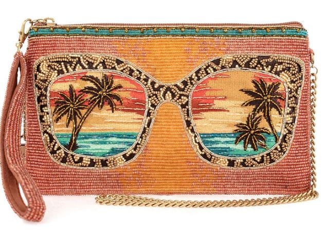 NEW MARY FRANCES ON THE HORIZON CROSSBODY HANDBAG: NEW MARY FRANCES ON THE HORIZON CROSSBODY HANDBAG -Look through the lenses of laid-back style with this crossbody handbag that doubles as a wristlet, featuring a sun-soaked tropical scene framed by a 