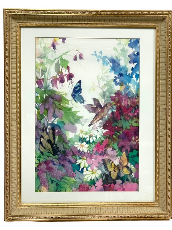 LINDA LUCAS SIGNED BOTANICAL WATERCOLOR 21" (1 of 4)