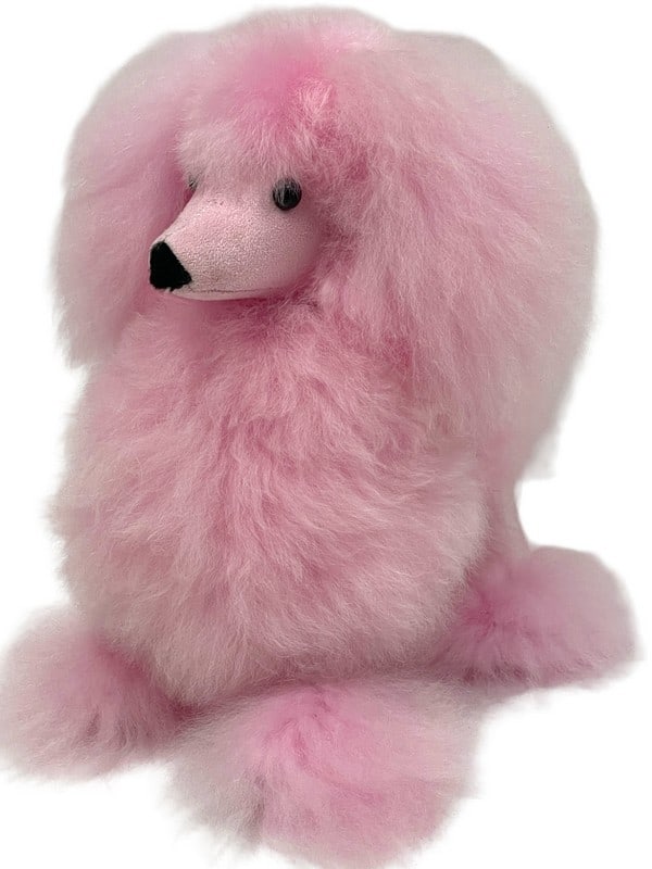DESIGNS BY YANINA PINK POODLE STUFFED ANIMAL 11": DESIGNS BY YANINA FLUFFY PINK POODLE PLUSH STUFFED ANIMAL -11" X 8" X 3" APPROX -VERY GOOD PRE OWNED CONDITION -DP5923ST