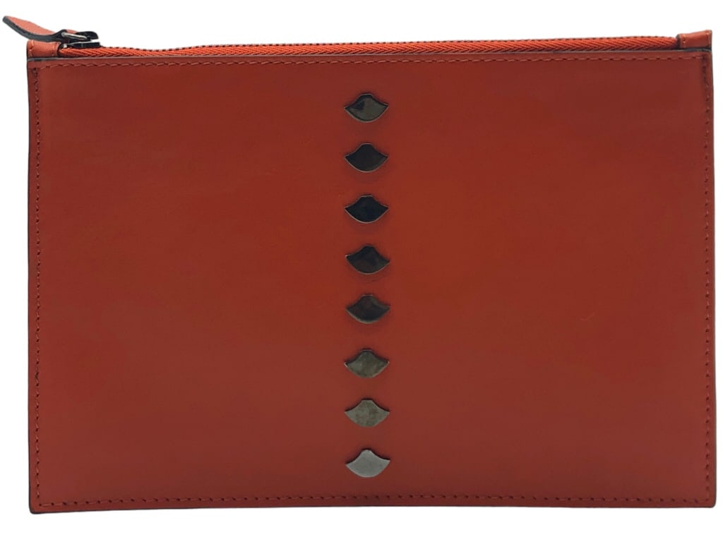 NEW GEORGE ANGELOPOULOS "AYLEEN" MINI CLUTCH $435: - NEW GEORGE ANGELOPOULOS "AYLEEN" MINI CLUTCH $435 - MADE IN ITALY | COLOR: ORANGE - COMES WITH DUST WIPE, DUSTBAG, AND TAG - GF 11/7/23