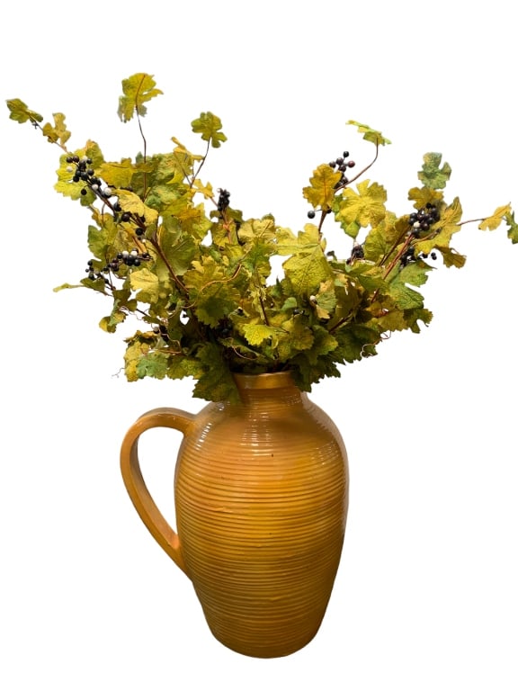 LARGE FAUX FLOWER ARRANGEMENT IN CERAMIC VASE 36" (1 of 2)