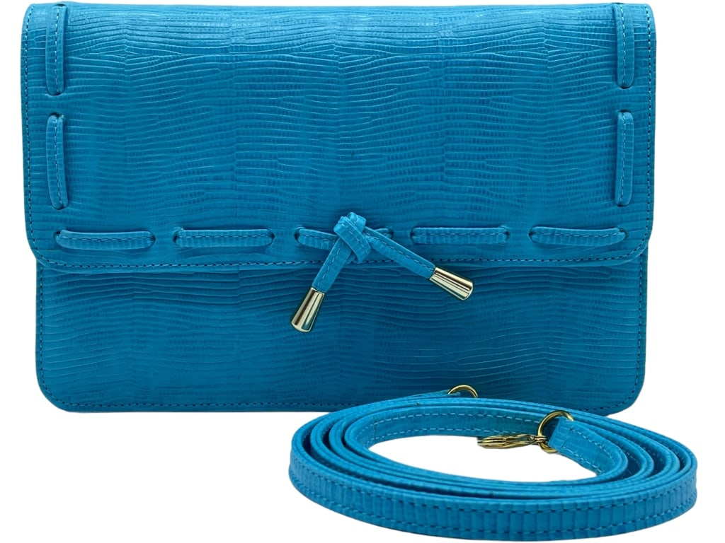 NEW LALO ITALIAN LIZARD PRINT LEATHER HANDBAG 8" (1 of 5)