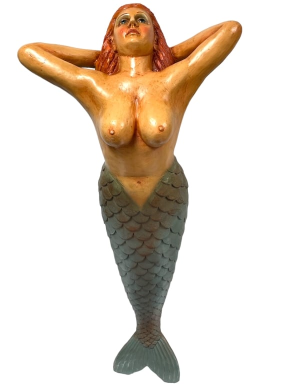 CARVED MERMAID SHIP FIGUREHEAD 50" (1 of 11)