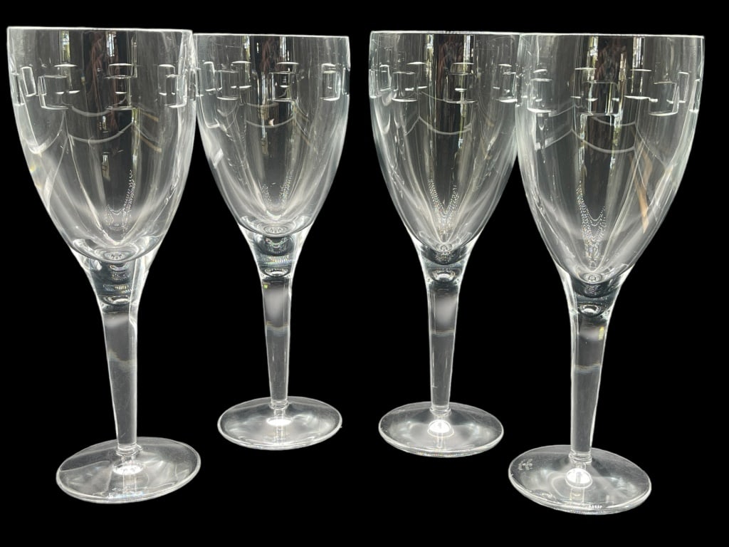 RARE JOHN ROCHA WATERFORD GEO WINE GLASSES: RARE JOHN ROCHA WATERFORD GEO WINE GLASSES -VERY GOOD CONDITION- NO CHIPS, CRACKS OR REPAIRS -APROX 9" X 3"