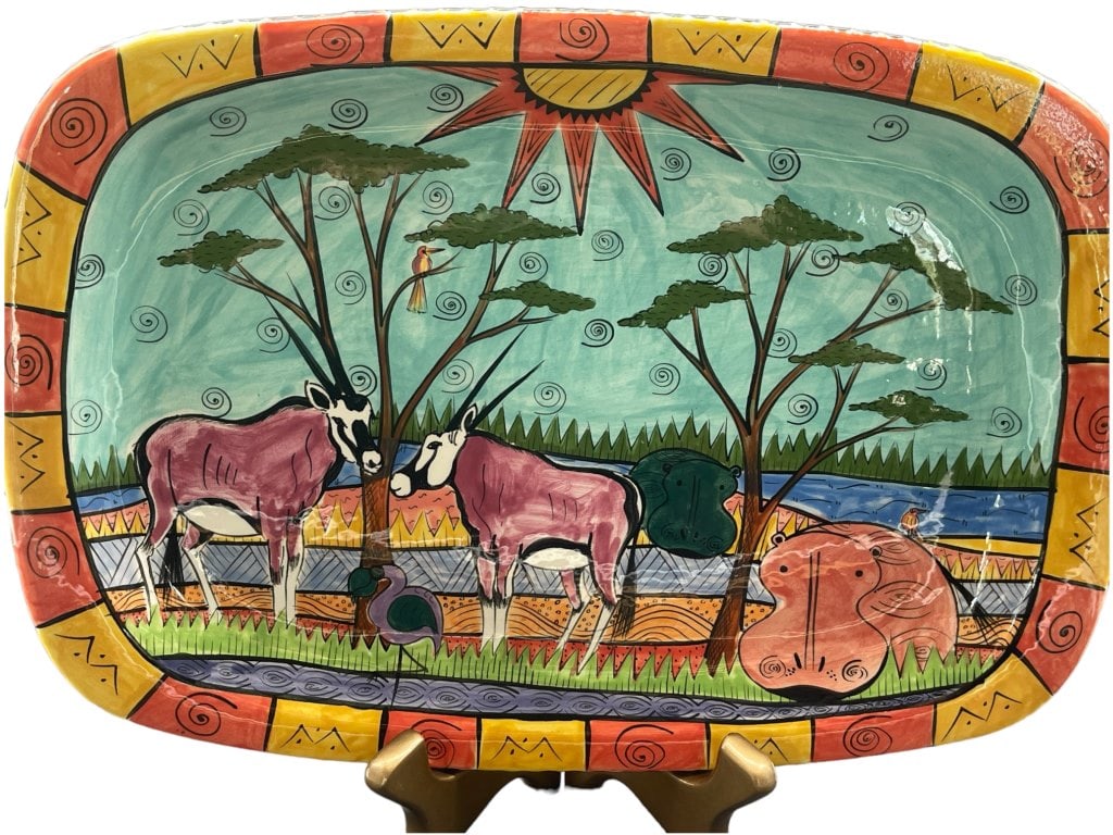 SIGNED ZAMBEZI POTTERY RECTANGULAR DISH (1 of 4)