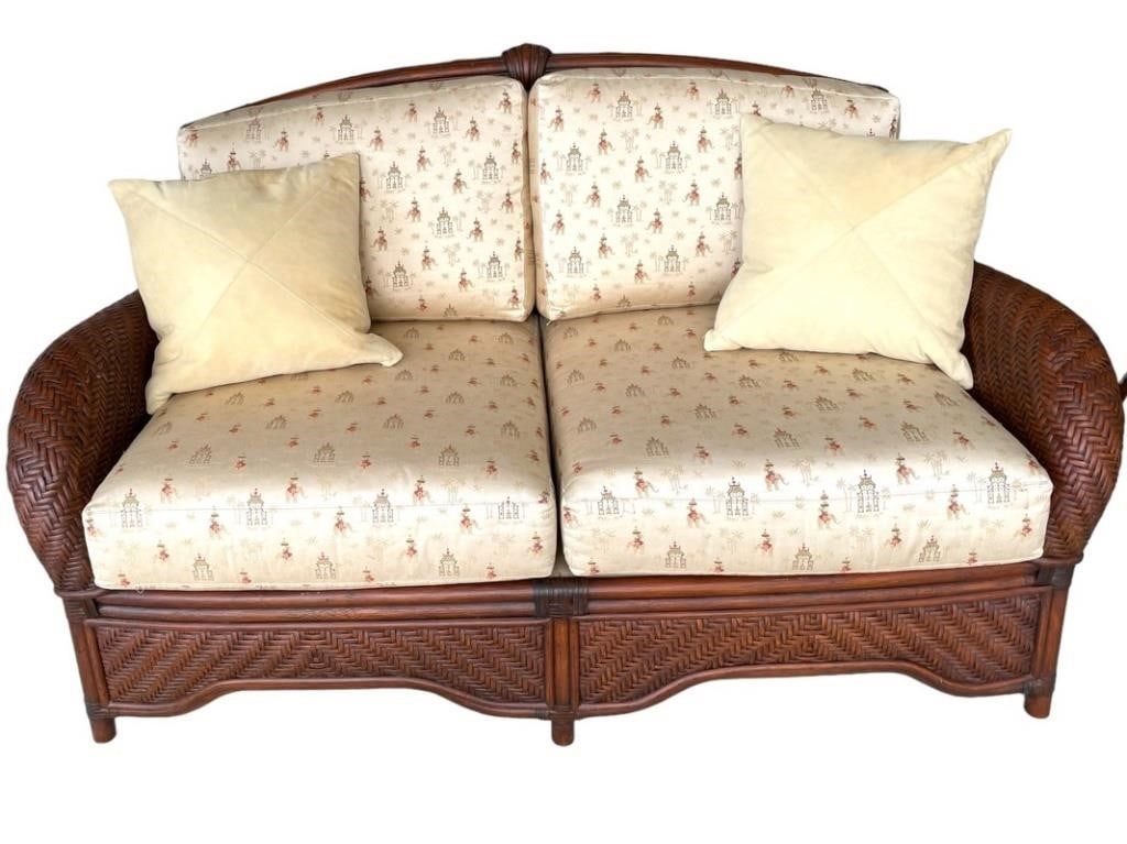 FICKS REED BAMBOO RATTAN LOVE SEAT SOFA 57" (1 of 4)